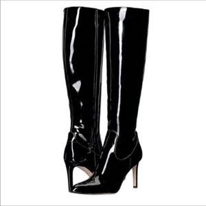 🔥🔥HOST PIC🔥🔥Olencia Patent Leather Zip Pointed Toe Knee High Boots